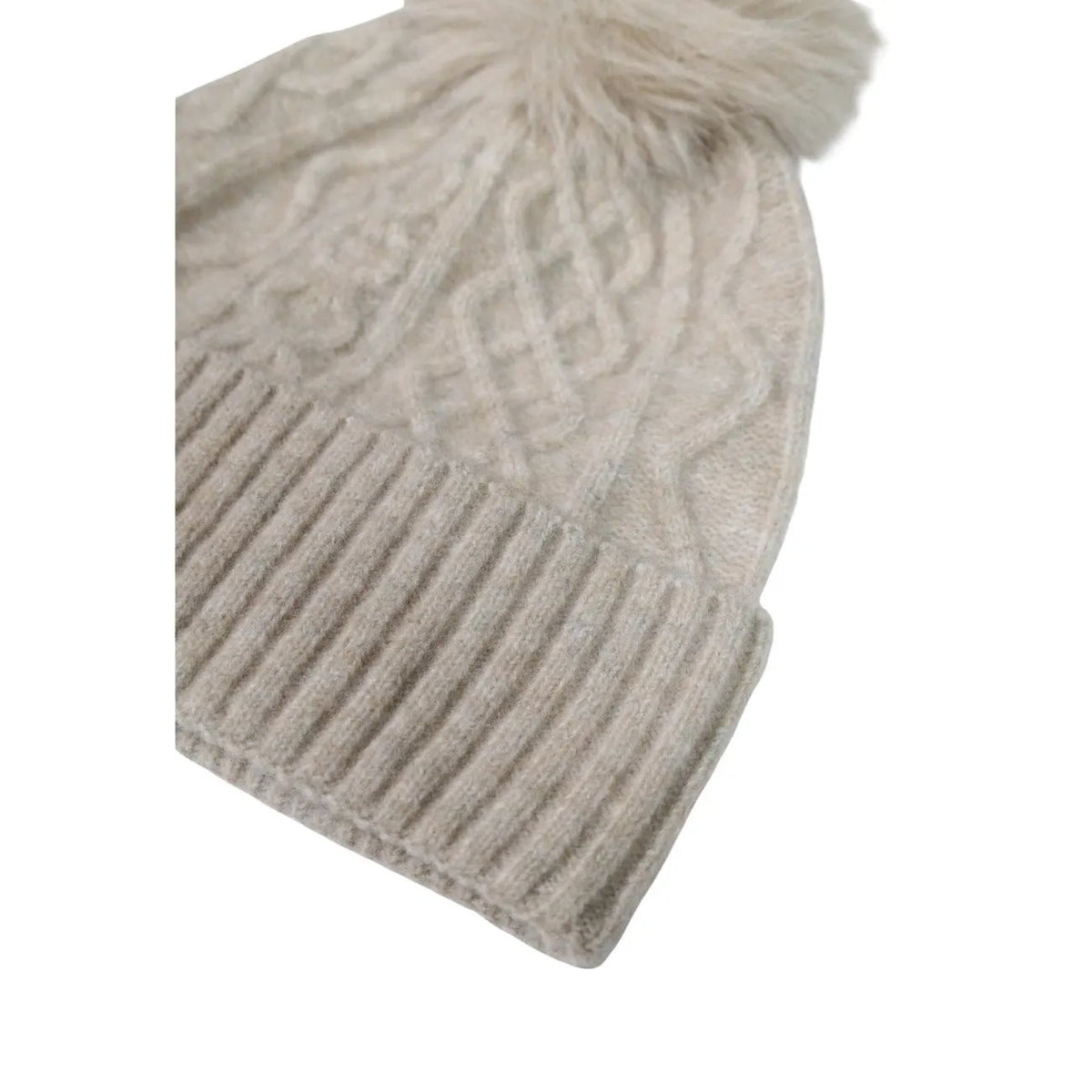 Pieces Women's Avia Beige Pompom Knit Hood