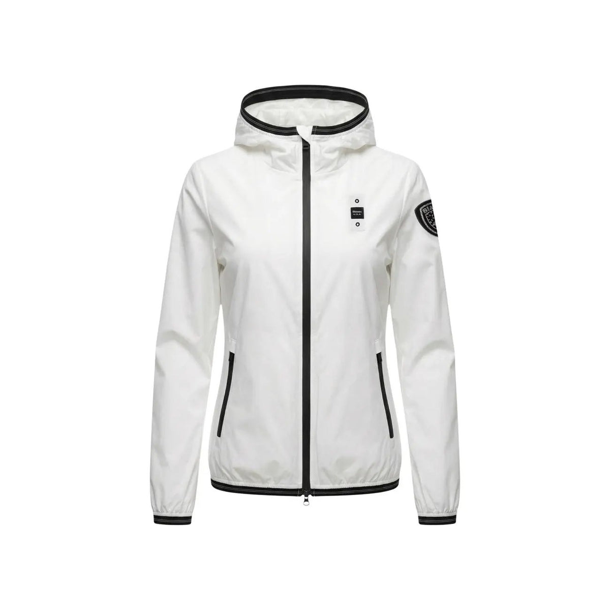 Blauer Women's White Nylon Hooded Jacket