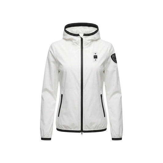 Blauer Women's White Nylon Hooded Jacket