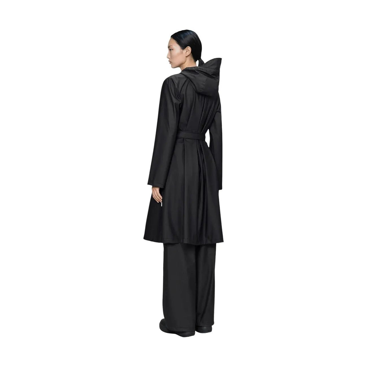 Rains Women's Black A-Line Long Rain Jacket