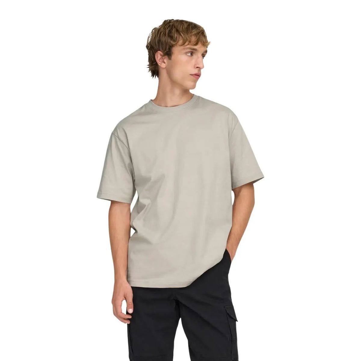 Only & Sons Men's Fred Beige Relaxed Cotton T-Shirt