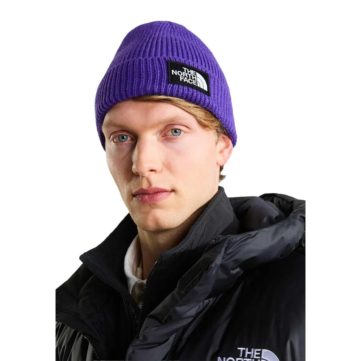 The North Face Men's Logo Box Purple Cuffed Beanie