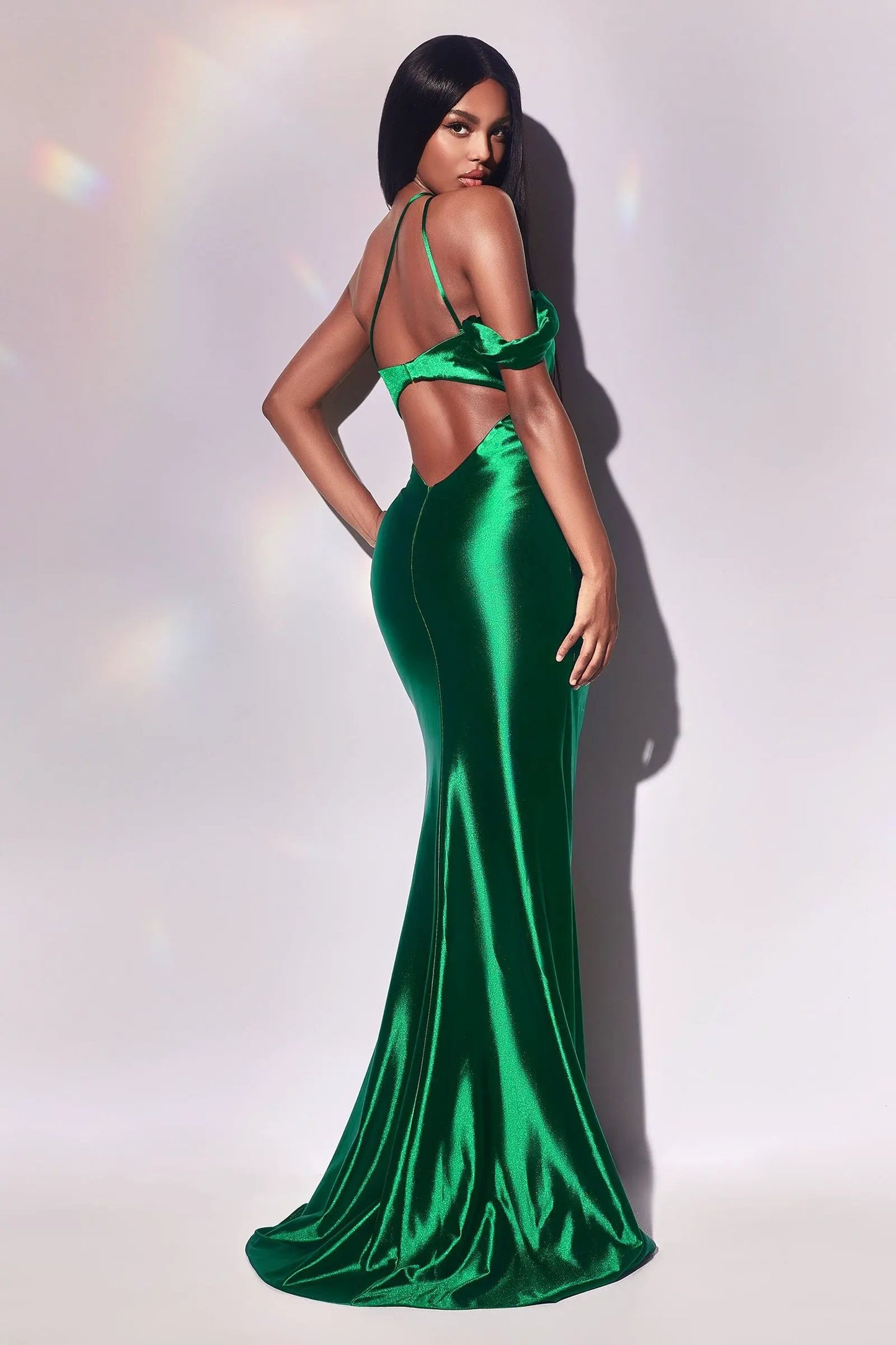 Fitted Asymmetrical Satin Gown by Tux-USA