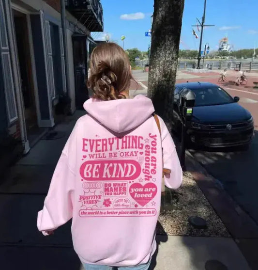 Hoodie Cozy Vibes Everything Will Be Okay Be Kind - Allesgood by Allesgood