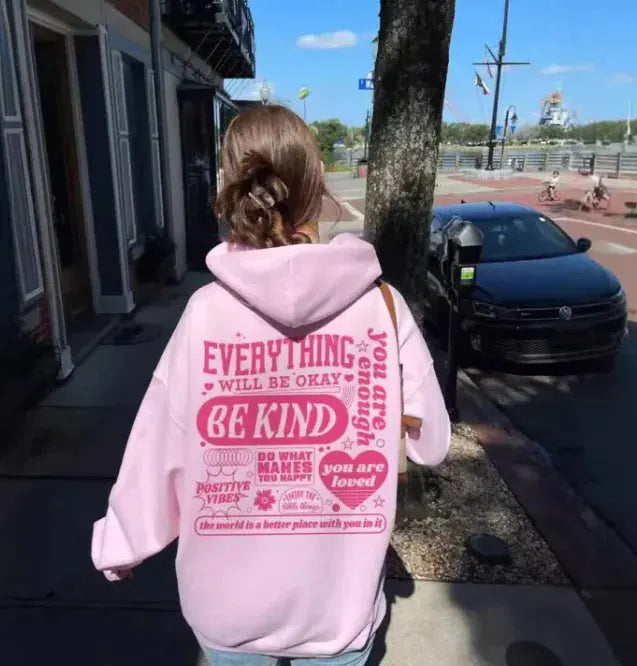 Hoodie Cozy Vibes Everything Will Be Okay Be Kind - Allesgood by Allesgood